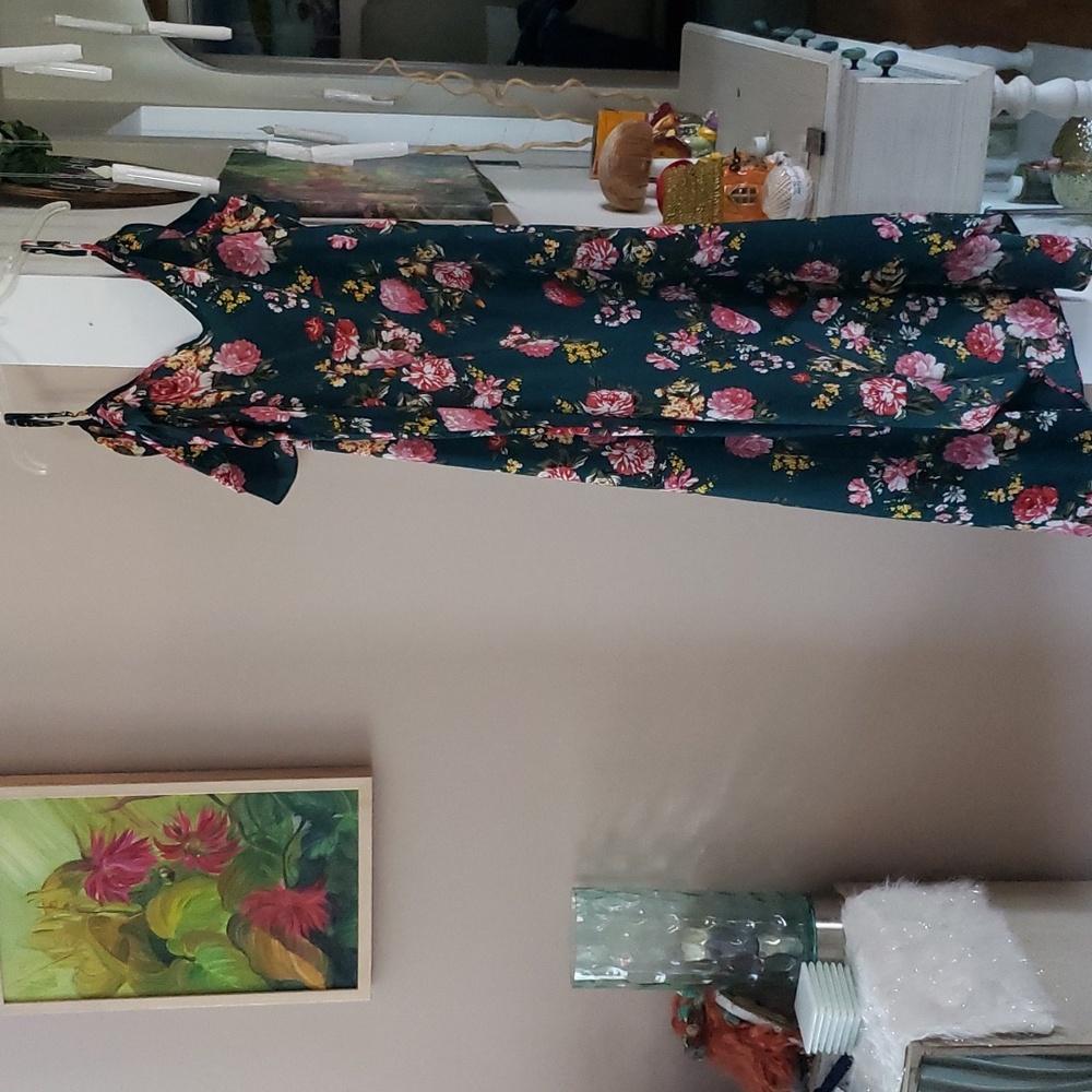 Shein curve 2x cold shoulder hi lo flower dress